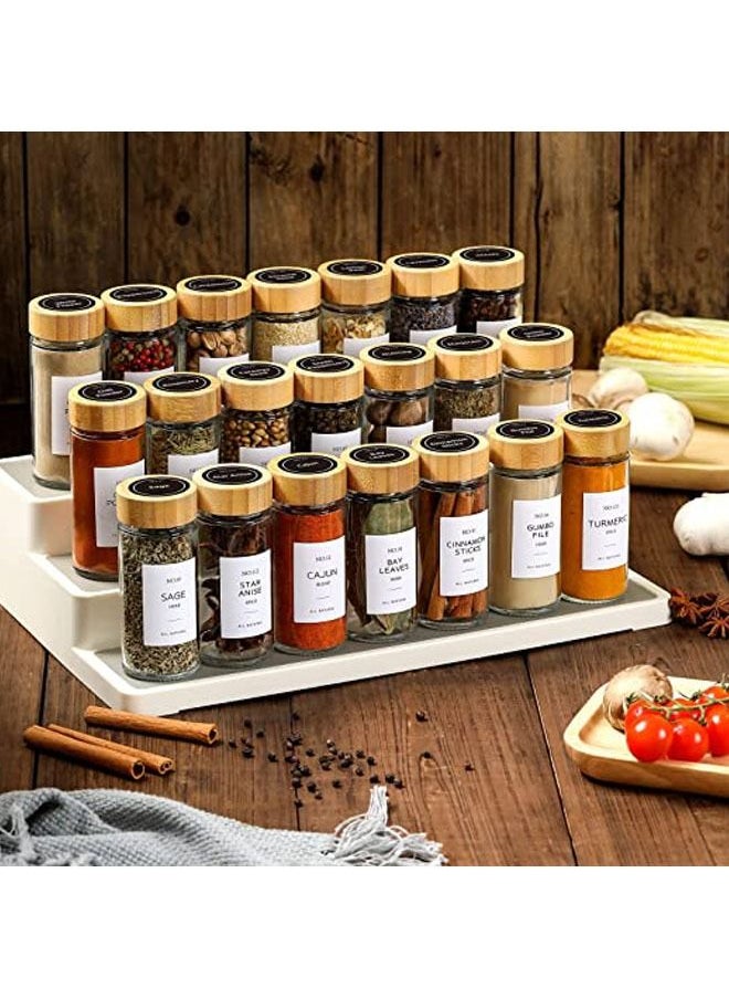 Arabest - 24 Pcs Spice Jars with Bamboo Lids - 4 oz Round Glass Spice Jars with Labels , Minimalist Farmhouse Spice Labels Stickers, Collapsible Funnel, Seasoning Bottles for Spice Rack, Cabinet, Drawer - Image 1