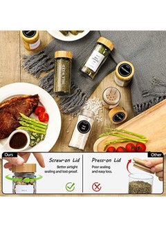 Arabest 24 Pcs Spice Jars with Bamboo Lids - 4 oz Round Glass Spice Jars with Labels , Minimalist Farmhouse Spice Labels Stickers, Collapsible Funnel, Seasoning Bottles for Spice Rack, Cabinet, Drawer  - Image 4