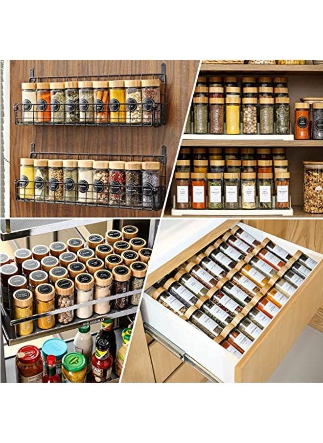 Arabest - 24 Pcs Spice Jars with Bamboo Lids - 4 oz Round Glass Spice Jars with Labels , Minimalist Farmhouse Spice Labels Stickers, Collapsible Funnel, Seasoning Bottles for Spice Rack, Cabinet, Drawer - Image 1