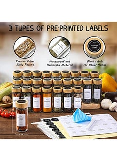 Arabest 24 Pcs Spice Jars with Bamboo Lids - 4 oz Round Glass Spice Jars with Labels , Minimalist Farmhouse Spice Labels Stickers, Collapsible Funnel, Seasoning Bottles for Spice Rack, Cabinet, Drawer  - Image 2