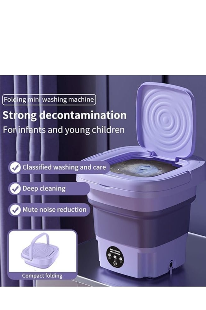 Folding Washing Machine, Mini Automatic Clothes Washing Machine, High Capacity Mini Washer, Portable Lightweight Underwear Washer for Travel Camping Apartment Laundry  - Image 3
