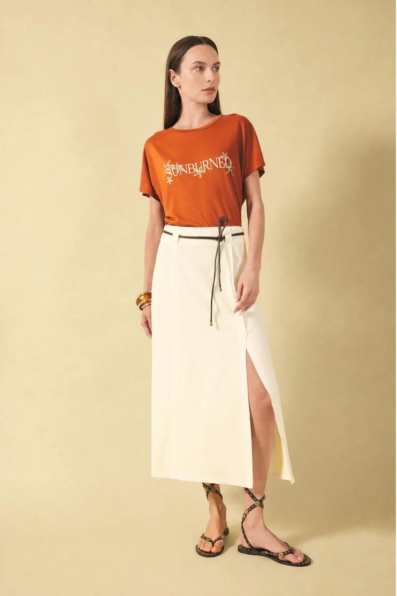 ديفاكتو Crew Neck Flower Short Sleeve T-Shirt
