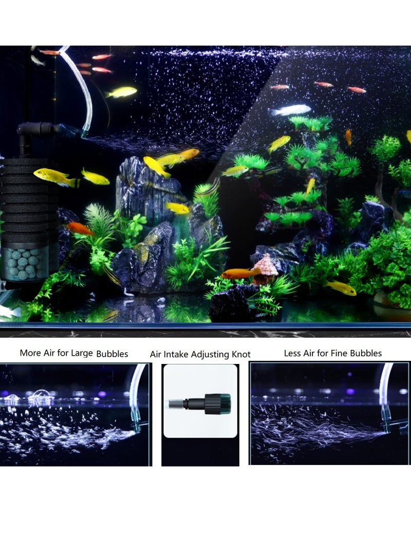 SYOSI فلتر إسفنجي لحوض السمك مع مضخة مياه فائقة الهدوء وكرات سيراميك صغيرة 3 في 1، فلتر كهربائي صامت لحوض السمك، مضخة أكسجين IPX8 مقاومة للماء لحوض تربية الأسماك والروبيان بسعة 15-50 جالونًا - Image 4