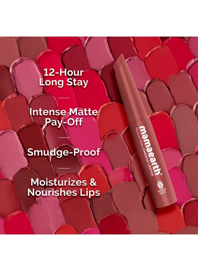 Mamaearth Mamaearth Moisture Matte Longstay Mini Lipstick with Avocado Oil & Vitamin E for 12 Hour Long Stay-01 Carnation Nude - 0.7 g  - Image 3