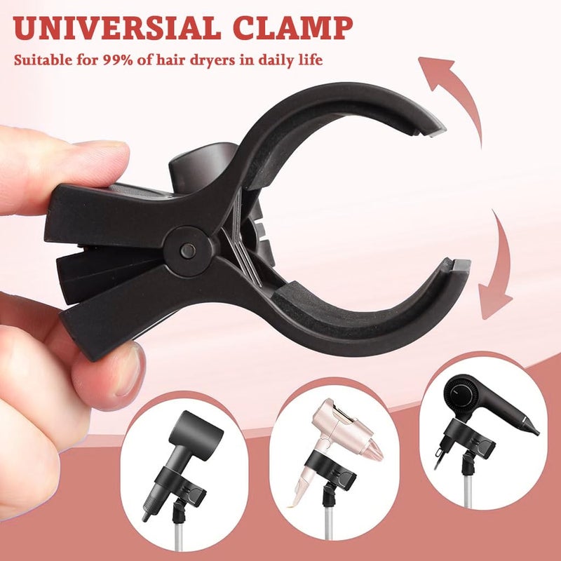 May Create ® Tripod Floor Holder for Hair Dryer, Adjustable 75-105cm Height, Hands Free Hair Drying Experience, Aluminum Alloy Free Standing Hair Dryer Clamp Holder - Image 4