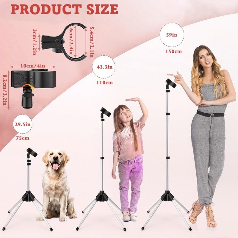 May Create ® Tripod Floor Holder for Hair Dryer, Adjustable 75-105cm Height, Hands Free Hair Drying Experience, Aluminum Alloy Free Standing Hair Dryer Clamp Holder - Image 2