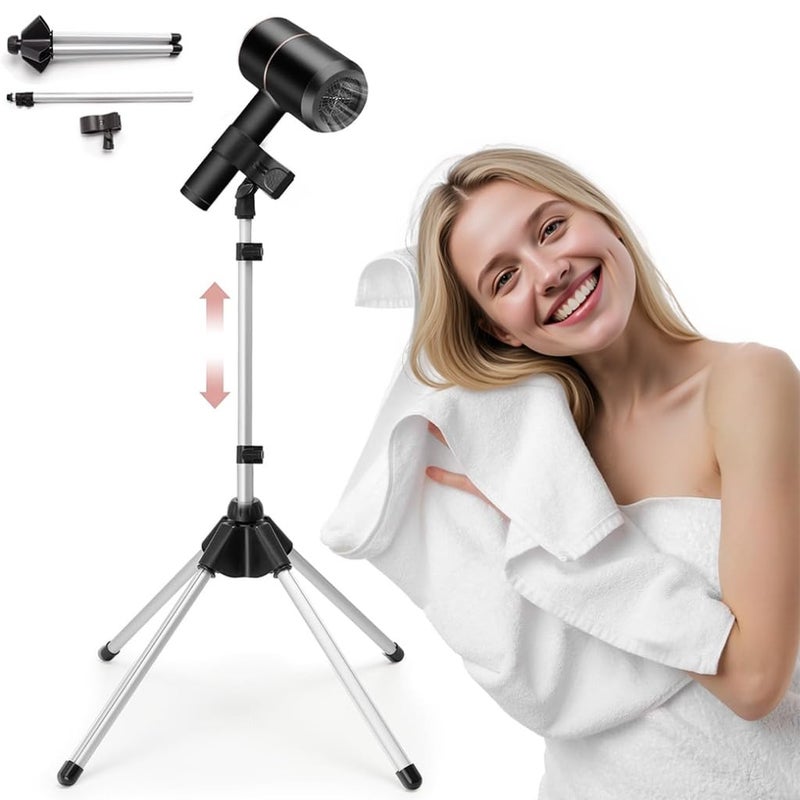 May Create ® Tripod Floor Holder for Hair Dryer, Adjustable 75-105cm Height, Hands Free Hair Drying Experience, Aluminum Alloy Free Standing Hair Dryer Clamp Holder - Image 1