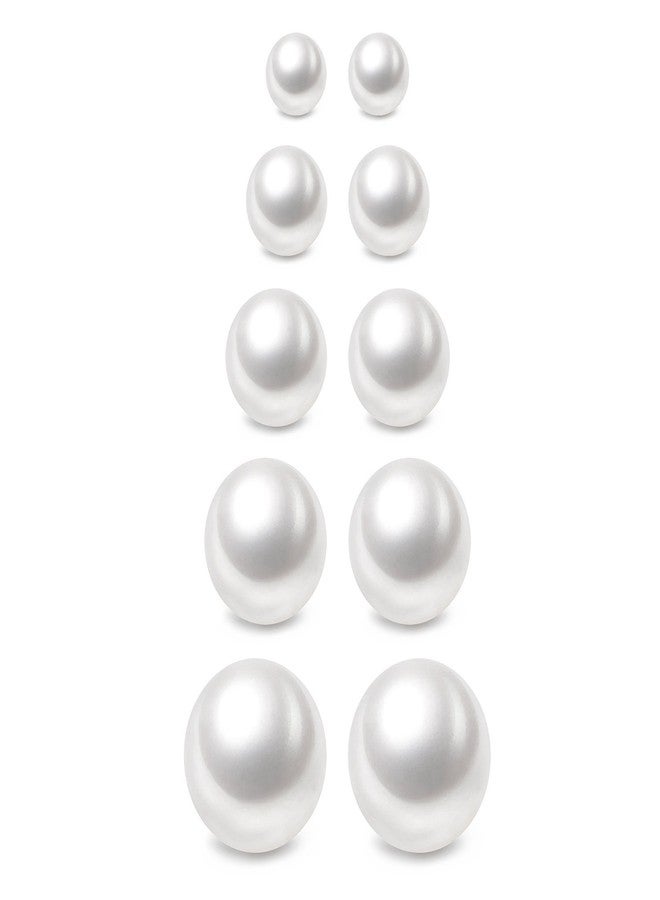 Charisma 3-7mm Composite Pearl Earrings Round Ball Pearls Stud Earrings Hypoallergenic 5 Pairs Mixed Sizes Imitation Pearl Earrings Set for Women - Image 1
