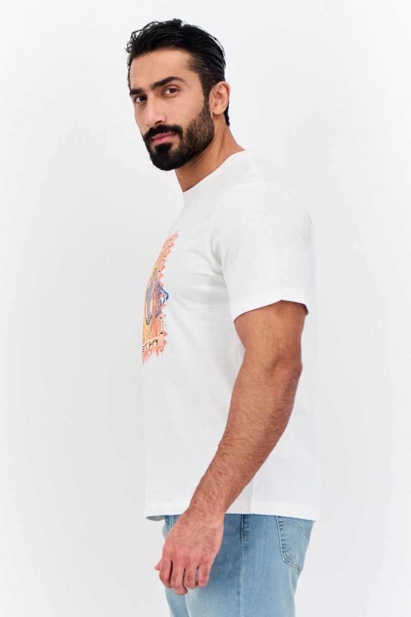 Gotcha تي شيرت رجالي بأكمام قصيرة وياقة دائرية بطباعة جرافيك، أبيض - Image 2