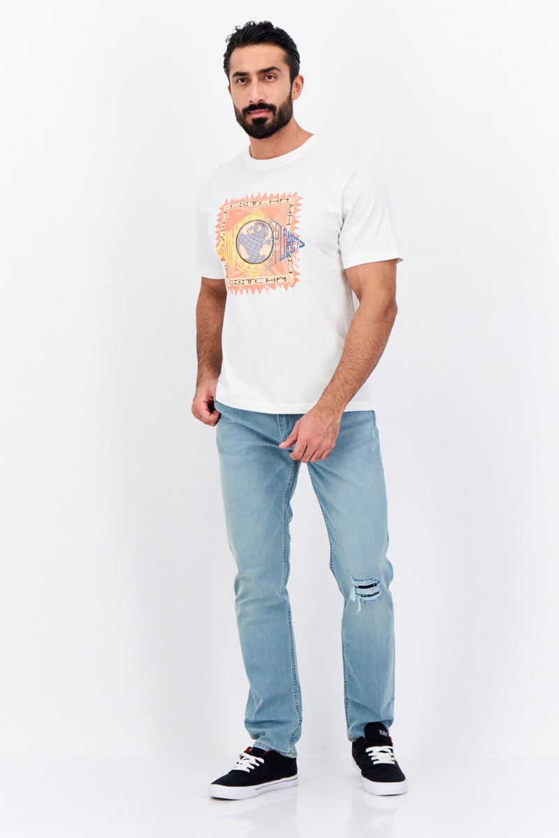 Gotcha تي شيرت رجالي بأكمام قصيرة وياقة دائرية بطباعة جرافيك، أبيض - Image 4