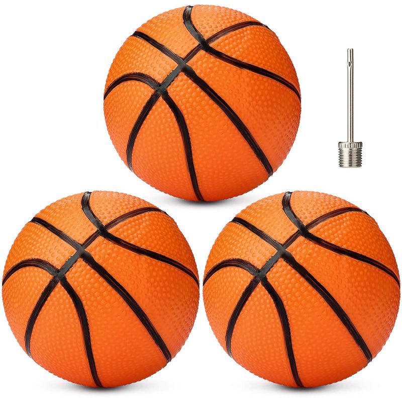 Gejoy 7 Inch Mini Basketballs Set of 3 with Ball Pump Needles Inflatable Basketball Pool Balls Adults Indoor Outdoor Sports Summer Beach Pool Party Orange Colors - Image 1