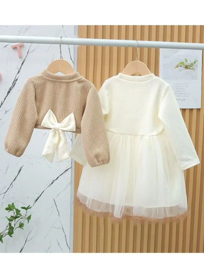 يونيكي Beige Fit & Flare Crew Neck Embellished Dress