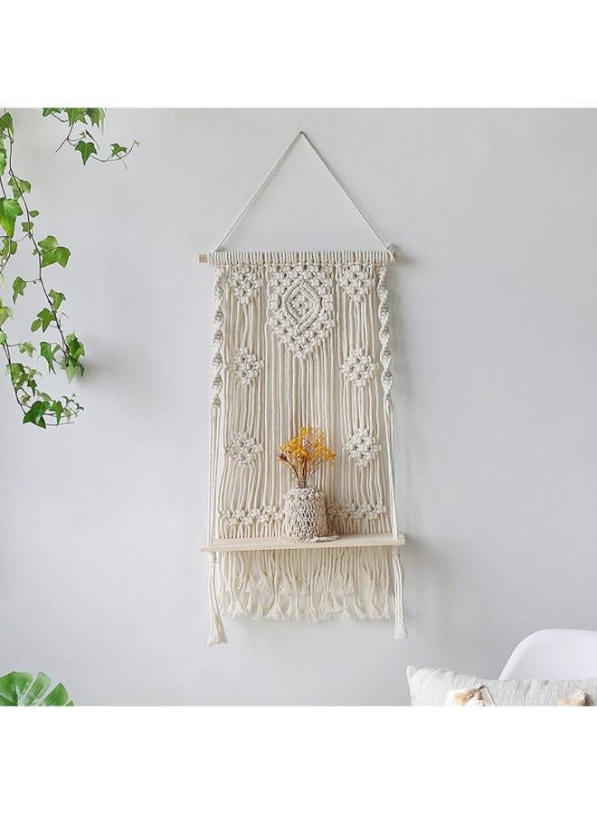 Antikiano Wall hanging macrame with wooden Shelf,Living Room Decor, Stand Bookshelf. - Image 1