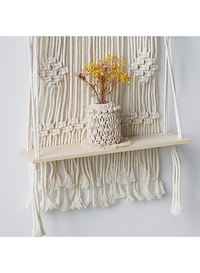Antikiano Wall hanging macrame with wooden Shelf,Living Room Decor, Stand Bookshelf. - Image 4