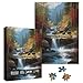 Larkipuzz Autumn Waterfall Landscape Puzzles for Adults 1000 Pieces Nature Forest Mountain Scenic Jigsaw Puzzle Challenging Fall Plant Tree River Bear Puzzle - Image 4