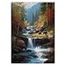 Larkipuzz Autumn Waterfall Landscape Puzzles for Adults 1000 Pieces Nature Forest Mountain Scenic Jigsaw Puzzle Challenging Fall Plant Tree River Bear Puzzle - Image 2