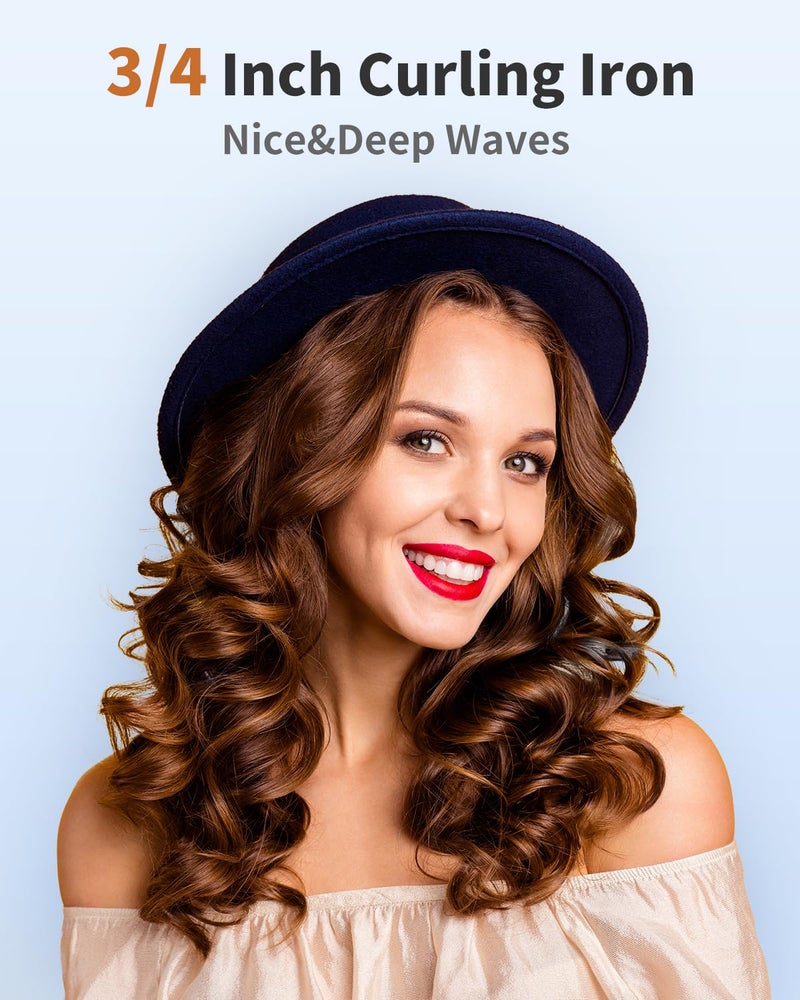 IKV 3/4 Inch Curling Wand for Long Hair,Long Barrel Curling Iron Wand for Beach Waves,Dual Voltage Hair Curling Iron Ceramic Thin Barrel - Image 2