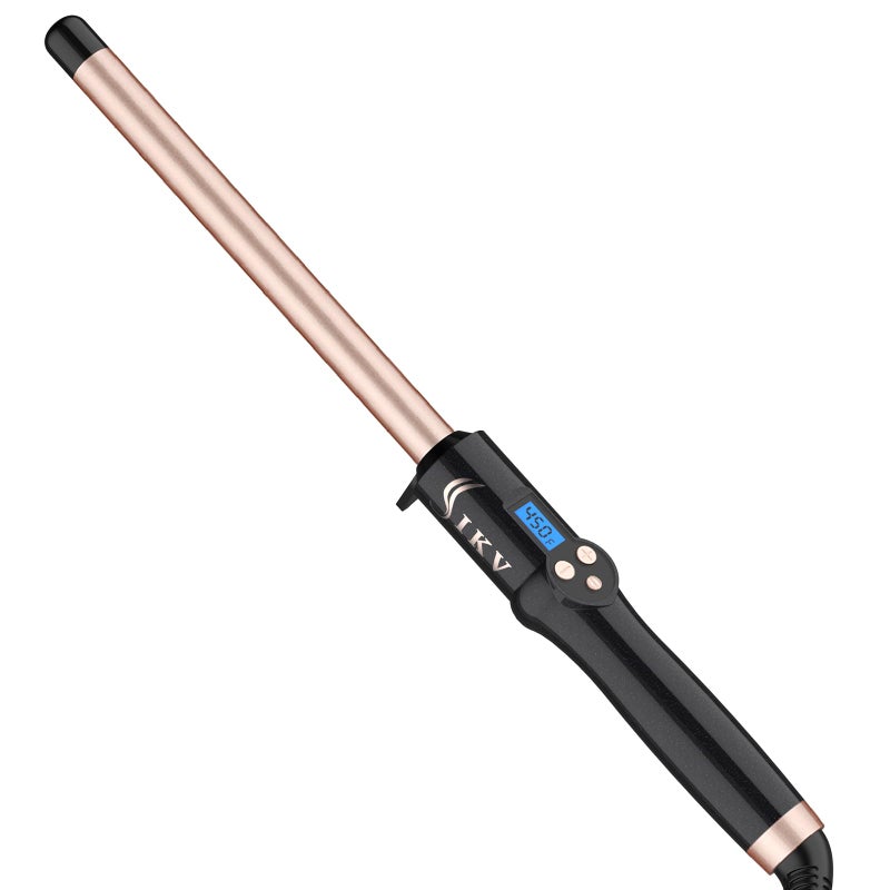 IKV 3/4 Inch Curling Wand for Long Hair,Long Barrel Curling Iron Wand for Beach Waves,Dual Voltage Hair Curling Iron Ceramic Thin Barrel - Image 1