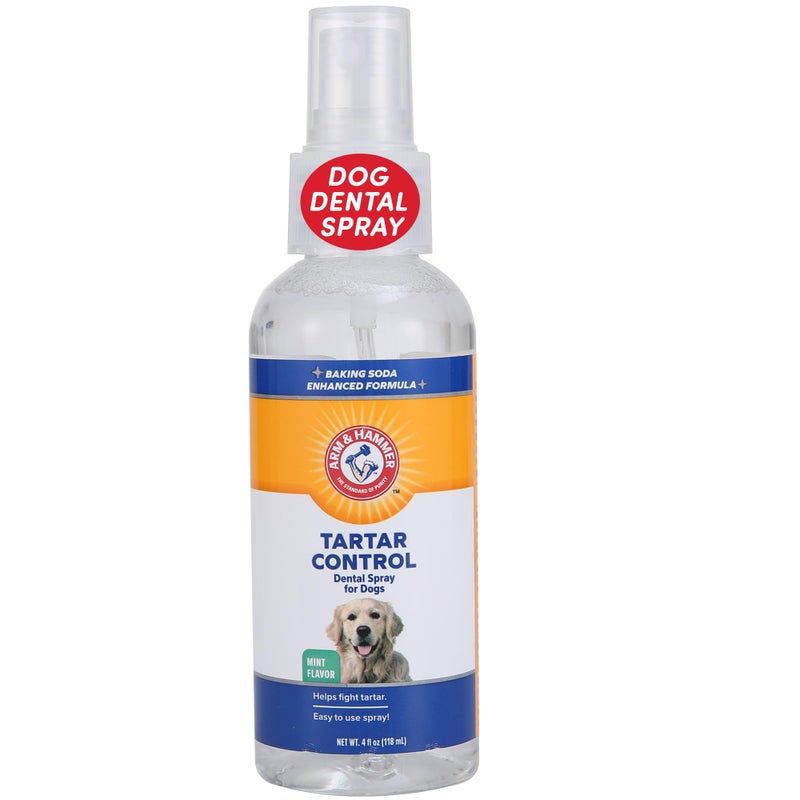 Arm Hammer for Pets Tartar Control Dental Spray for Dogs Mint Flavor Dog Breath Freshener Dog Plaque and Tartar Remover Dog Dental Care and Teeth Cleaning 4 Ounce