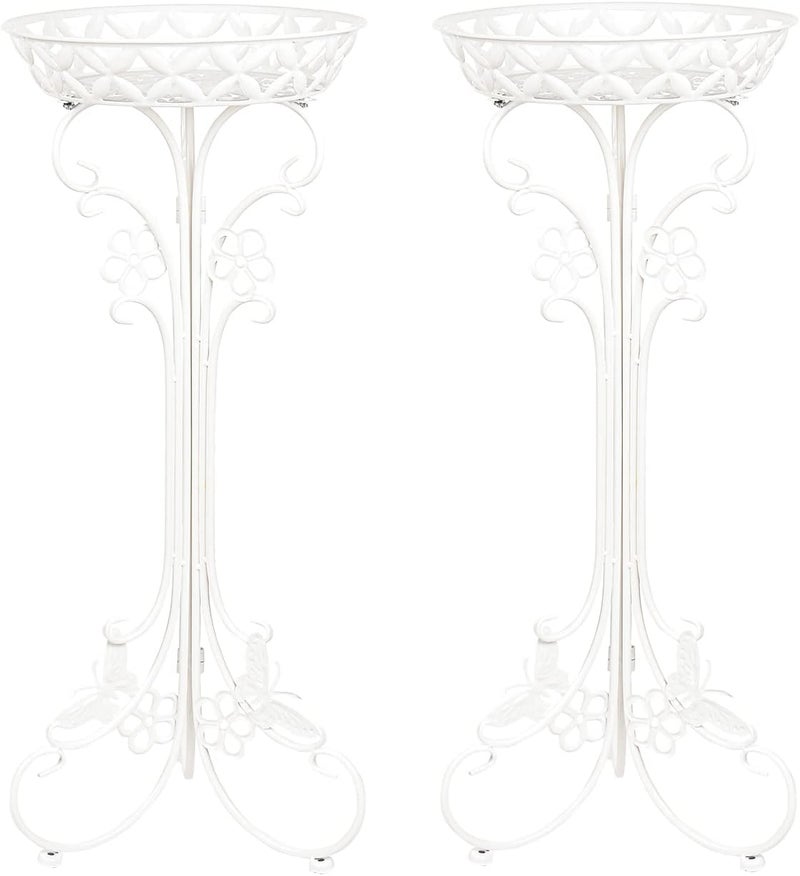 Sungmor Lightweight Metal Flower Pot Stands - 2 Pack 29.7 Inches Tall White Plant Stand - Rustproof Potted Plant Holder Container Support - Indoor & Outdoor Elegant Corner Decorative Display Rack - Image 1