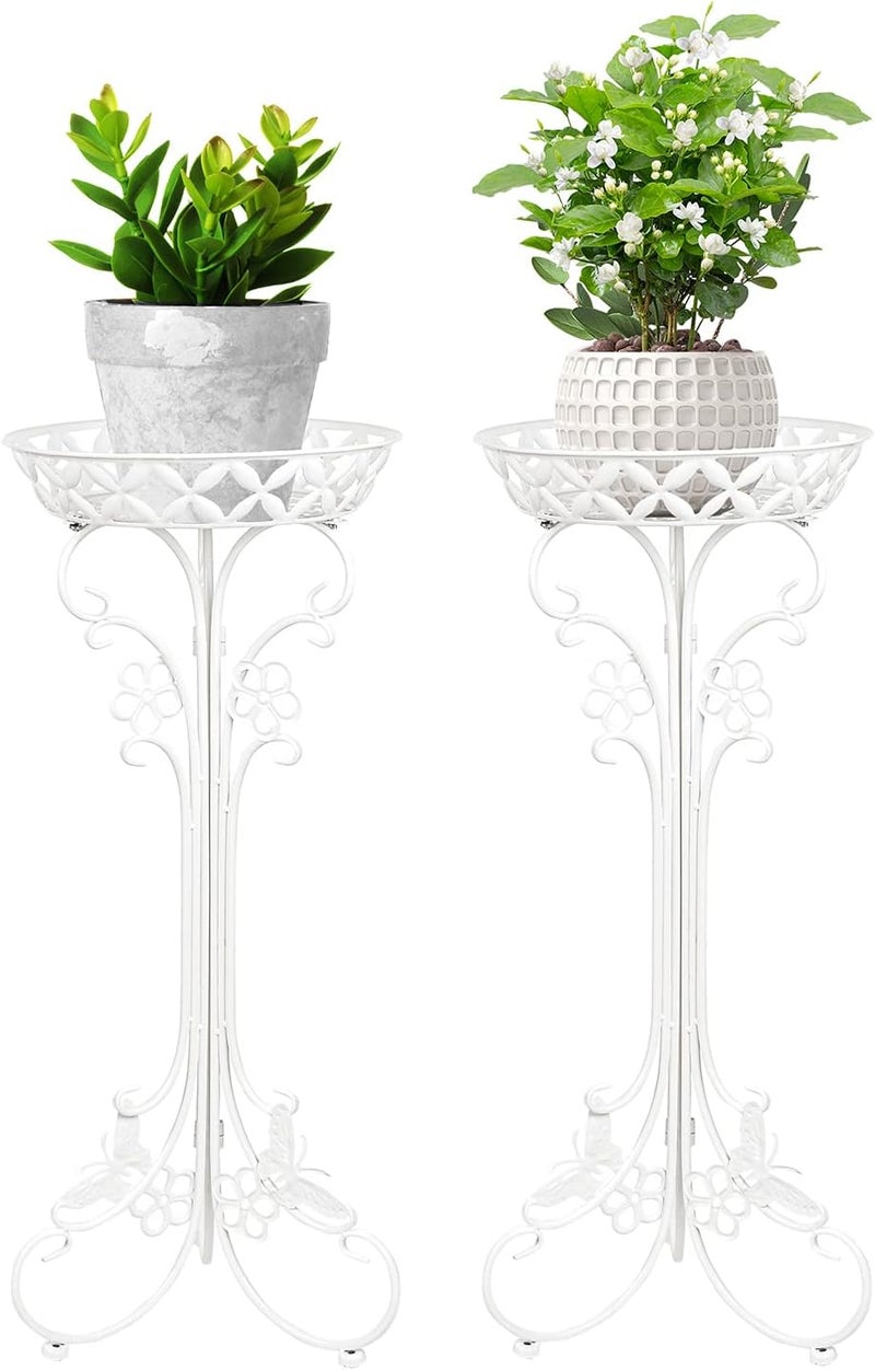 Sungmor Lightweight Metal Flower Pot Stands - 2 Pack 29.7 Inches Tall White Plant Stand - Rustproof Potted Plant Holder Container Support - Indoor & Outdoor Elegant Corner Decorative Display Rack - Image 2