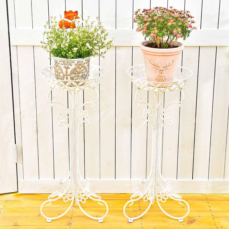 Sungmor Lightweight Metal Flower Pot Stands - 2 Pack 29.7 Inches Tall White Plant Stand - Rustproof Potted Plant Holder Container Support - Indoor & Outdoor Elegant Corner Decorative Display Rack - Image 3