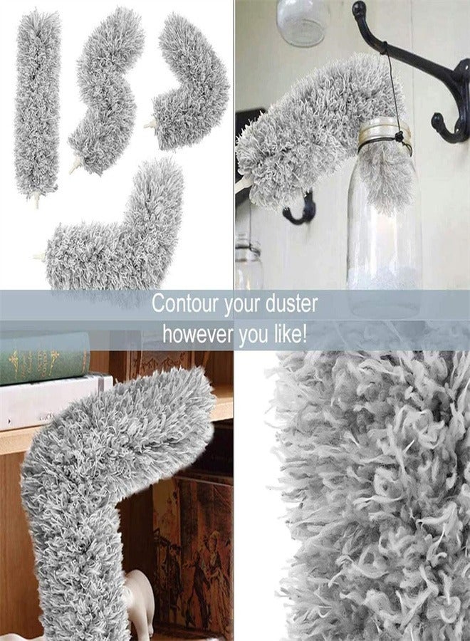 Telescopic Feather Duster grey, Lengthened dust Duster with 76cm to 2.5m Telescoping Extension PoleExtendable Duster for Cleaning Roof, Ceiling Fan Blinds Cobwebs Sofa  - Image 4