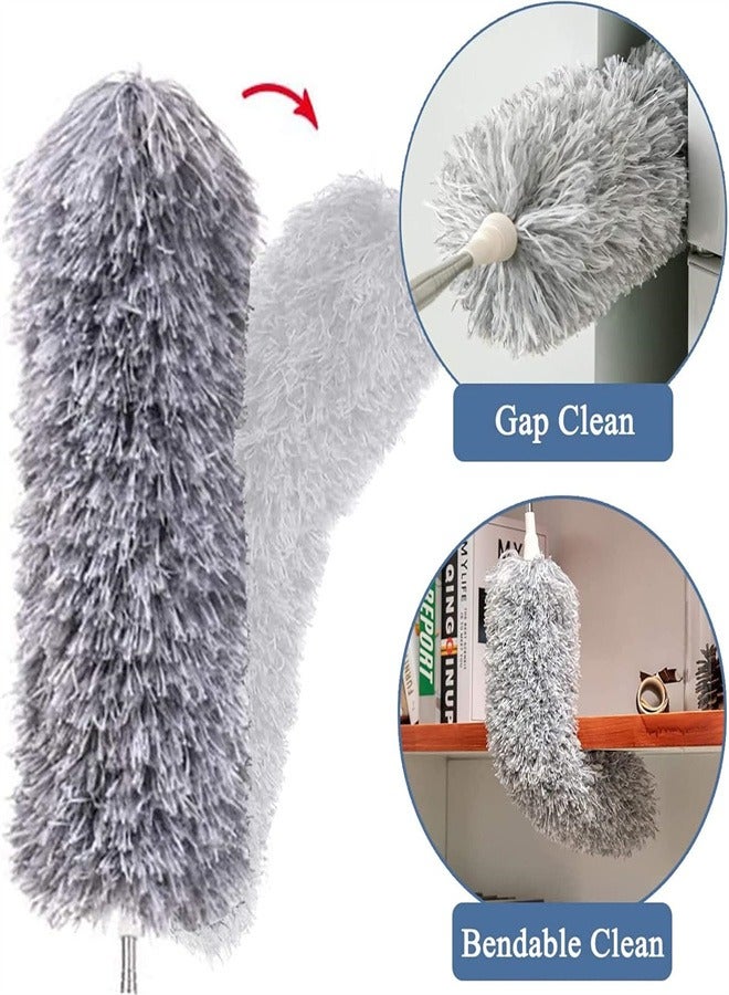 Telescopic Feather Duster grey, Lengthened dust Duster with 76cm to 2.5m Telescoping Extension PoleExtendable Duster for Cleaning Roof, Ceiling Fan Blinds Cobwebs Sofa  - Image 5