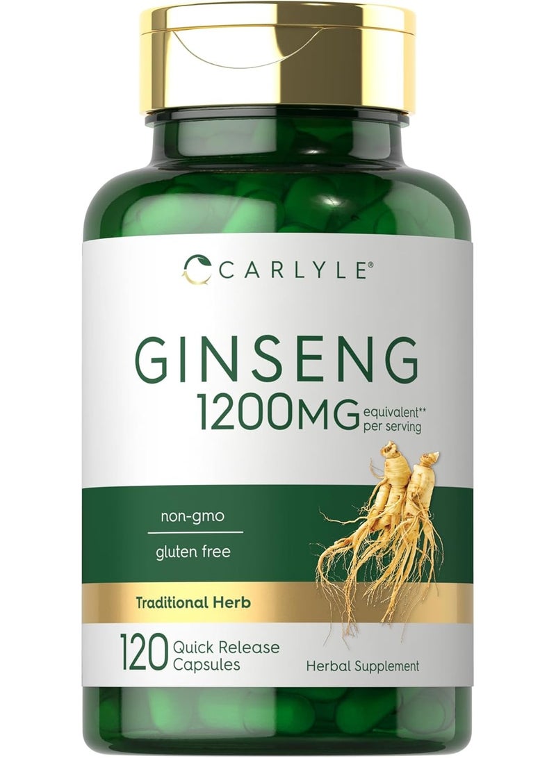 Carlyle Ginseng Extract Supplement | 120 Capsules | Pills for Men & Women | Non-GMO and Gluten Free - Image 1