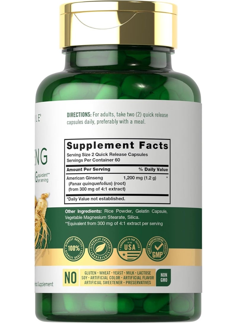Carlyle Ginseng Extract Supplement | 120 Capsules | Pills for Men & Women | Non-GMO and Gluten Free - Image 2