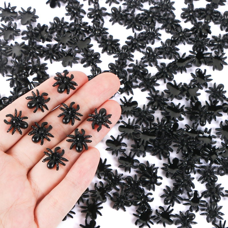 HOMICO 200 Pieces Halloween Mini Spiders Dollhouse Miniature Resin Spider for Crafts Tiny Fake Spiders for Fairy Garden Dollhouse Micro Landscaping Decoration - Image 3