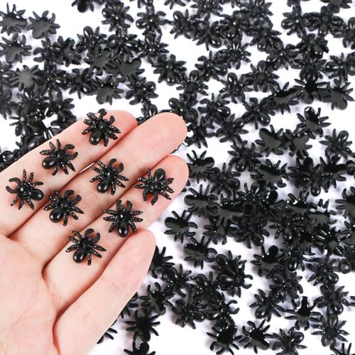HOMICO 200 Pieces Halloween Mini Spiders Dollhouse Miniature Resin Spider for Crafts Tiny Fake Spiders for Fairy Garden Dollhouse Micro Landscaping Decoration - Image 1