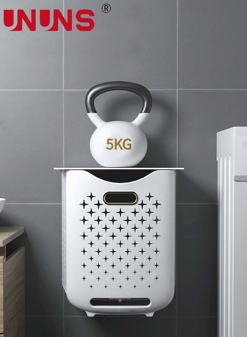 UNUNS 2-Layer Laundry Basket Bathroom Removable Clothes Storage Basket With Wheels Foldable Household Simple Shelf For Bathroom Kitchen Living Room - Image 4