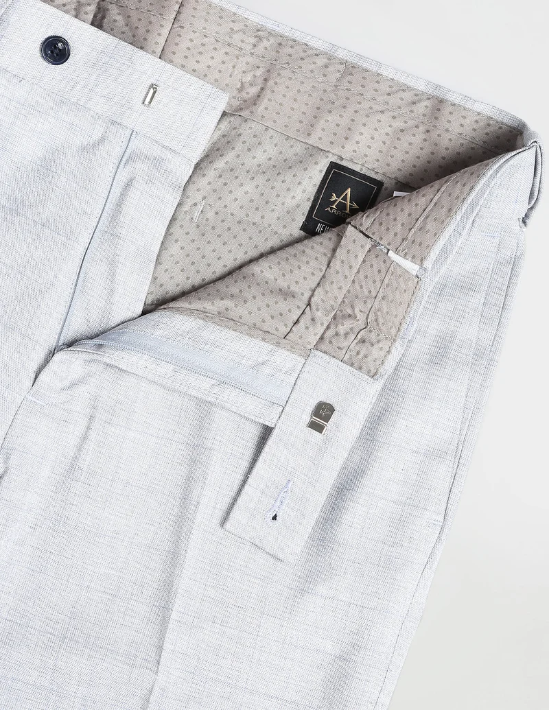 Arrow Light Grey Super Slim Autoflex Checked Trousers for Men | Best Price UAE