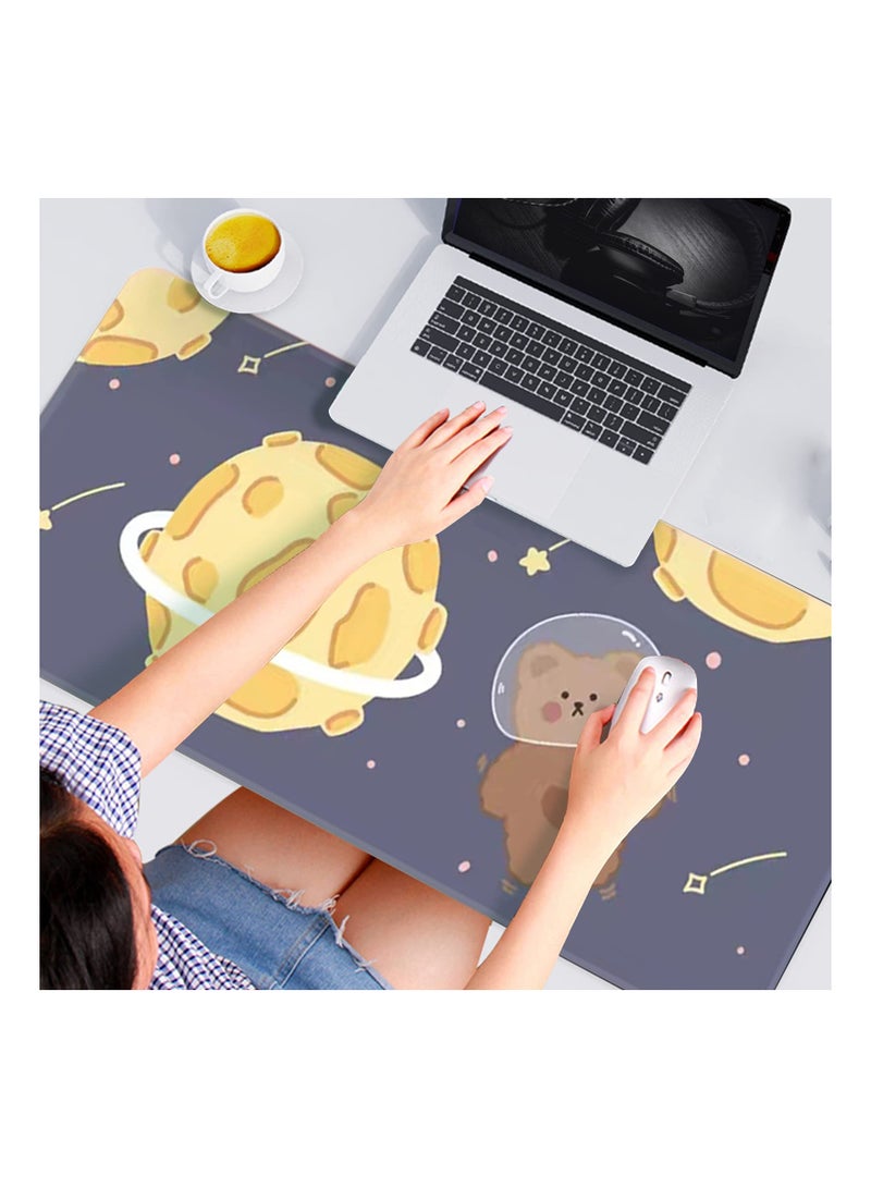Mouse Pad Desk Gaming Accessories Astronaut Bear Mouse Pad,  Astronaut Bear Office Decor Desk Mousepad Large, 80x30x0.2cm Extended Keyboard Mousepad With Stitched Edges Non-Slip Rubber