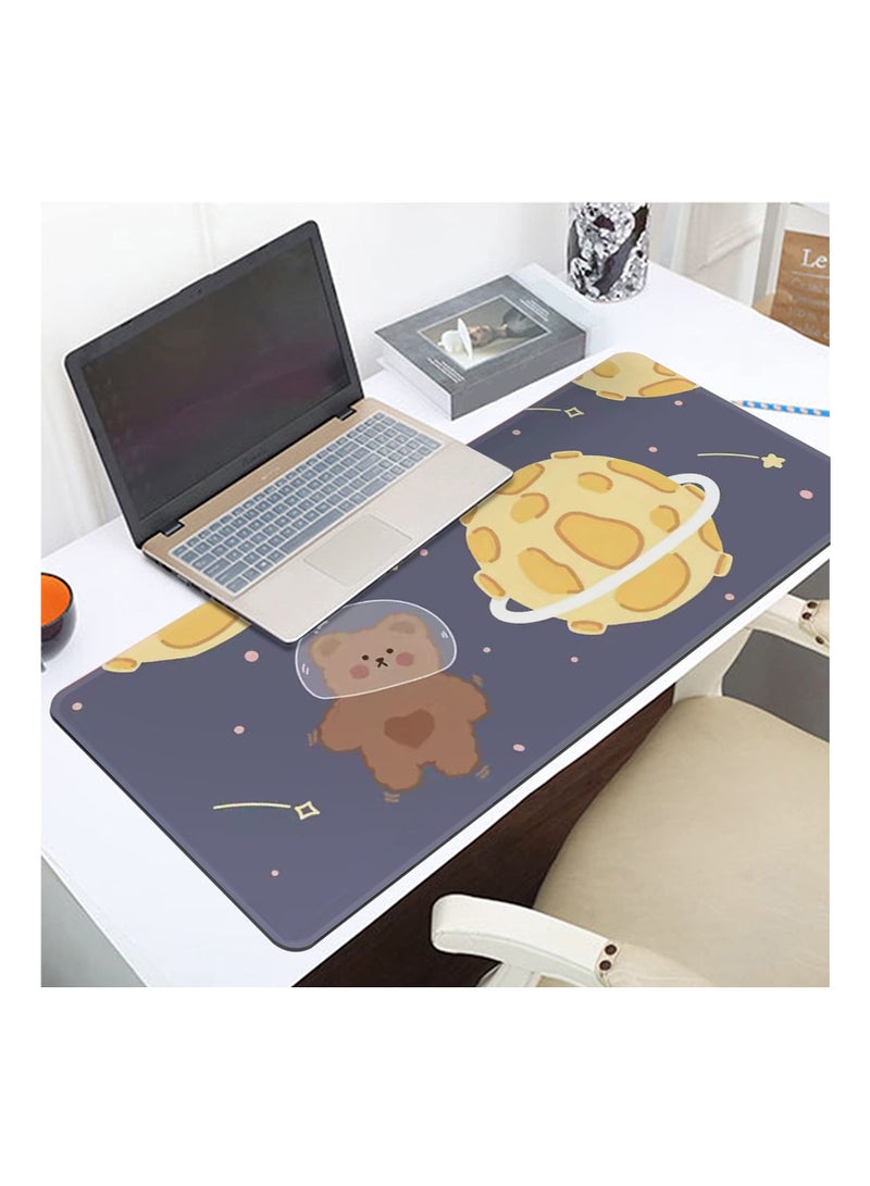 Mouse Pad Desk Gaming Accessories Astronaut Bear Mouse Pad,  Astronaut Bear Office Decor Desk Mousepad Large, 80x30x0.2cm Extended Keyboard Mousepad With Stitched Edges Non-Slip Rubber