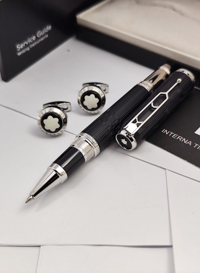 Mint black pen and cufflink with a luxurious design