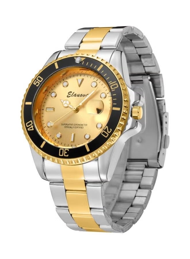 إيلانوفا ساعة يد رجالية فاخرة مصنوعة من الستانلس ستيل، مقاومة للماء، مزودة بزجاج ياقوتي، عقارب مضيئة، وآلية كوارتز دقيقة.طراز EL777 - Image 3