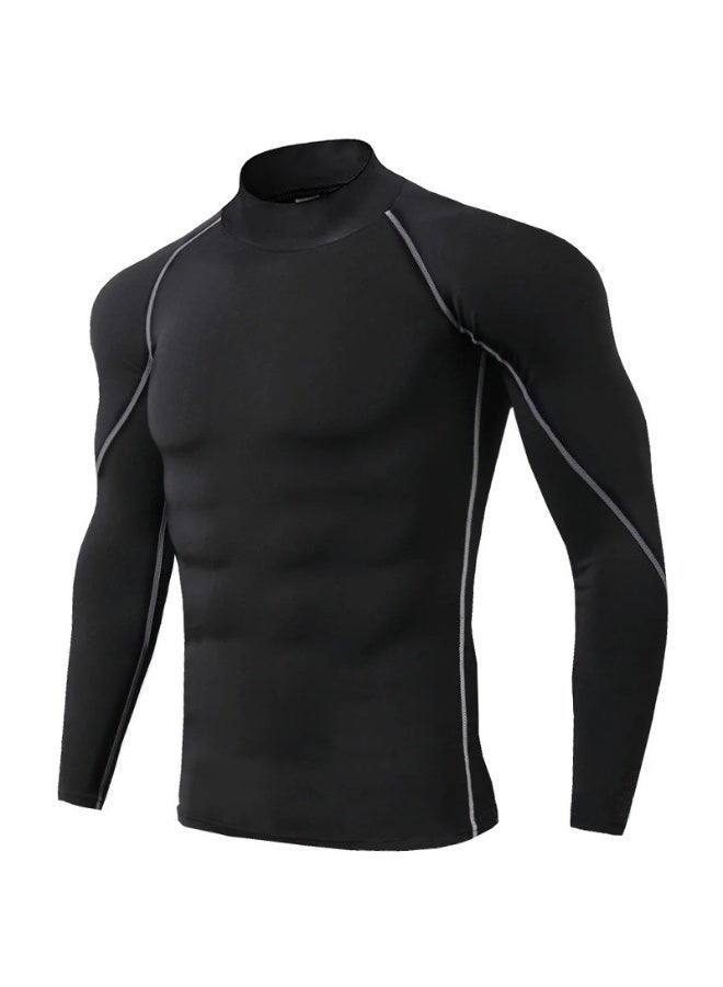 Men's Running Sports T-shirt Spring and Summer Breathable Tight Sportswear Long-sleeved Fitness Elastic  Top - Image 1