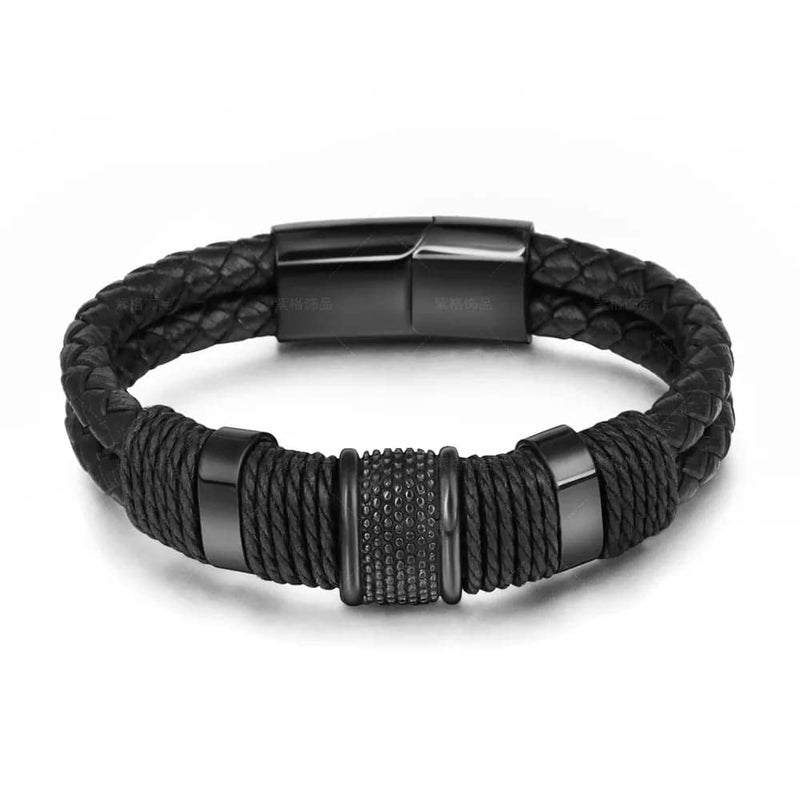 Brizberry ® Titanium Steel Vegan Leather Micro Insert Bracelet for Men & Boys - Image 1