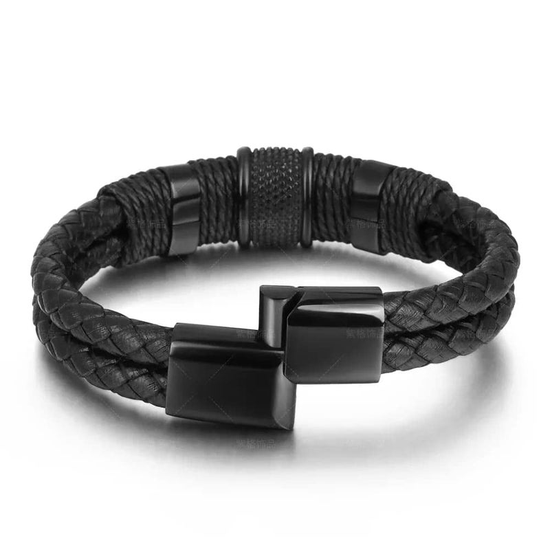 Brizberry ® Titanium Steel Vegan Leather Micro Insert Bracelet for Men & Boys - Image 3