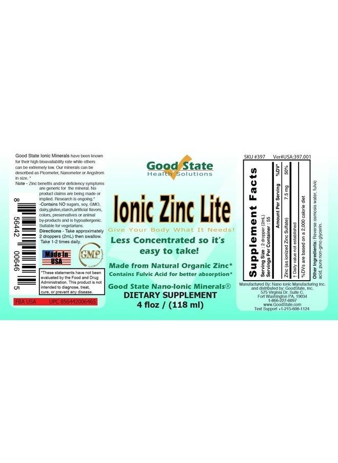 Good State Liquid Ionic Zinc Lite Supplement, 397, 4 fl oz, 1 Count  - Image 3