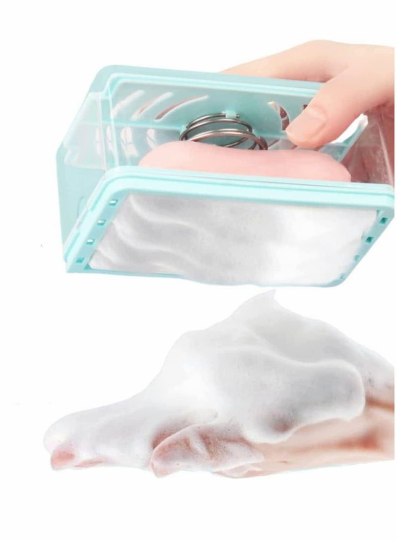Multifunctional Soap Box with Foam Dispenser Roller and Drain Holes Bathroom Countertop Organizer for Cleaning Storage and Quick Countertop Cleanup - Image 3