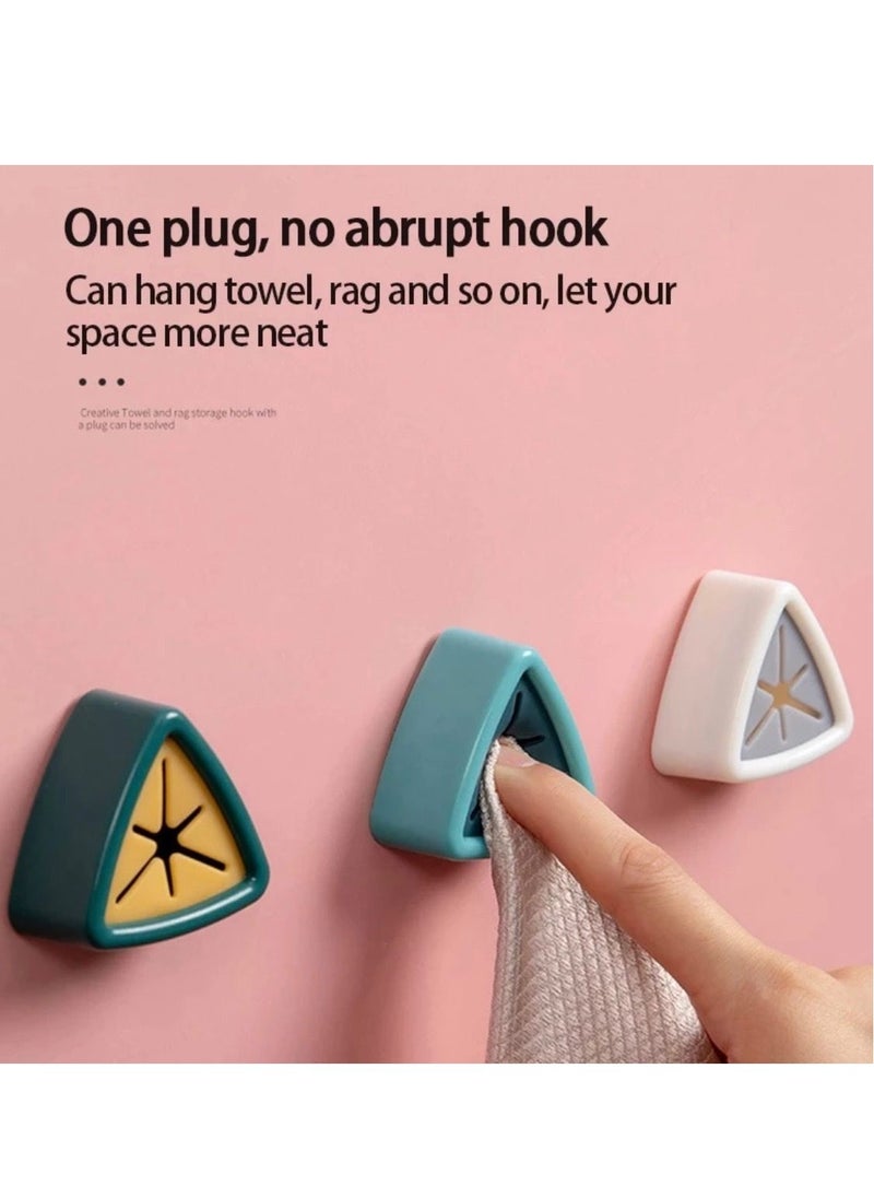 BLUE CORAL 3 Pcs Towel Holder For Kitchen Self Adhesive Free Sucker Wall Rack Washing Cloth Rag Hook No Drilling Required Storage Hanger Hand Towel Dish Towel Rack Kitchen Bathroom Tools (Mix Colors)  - Image 2
