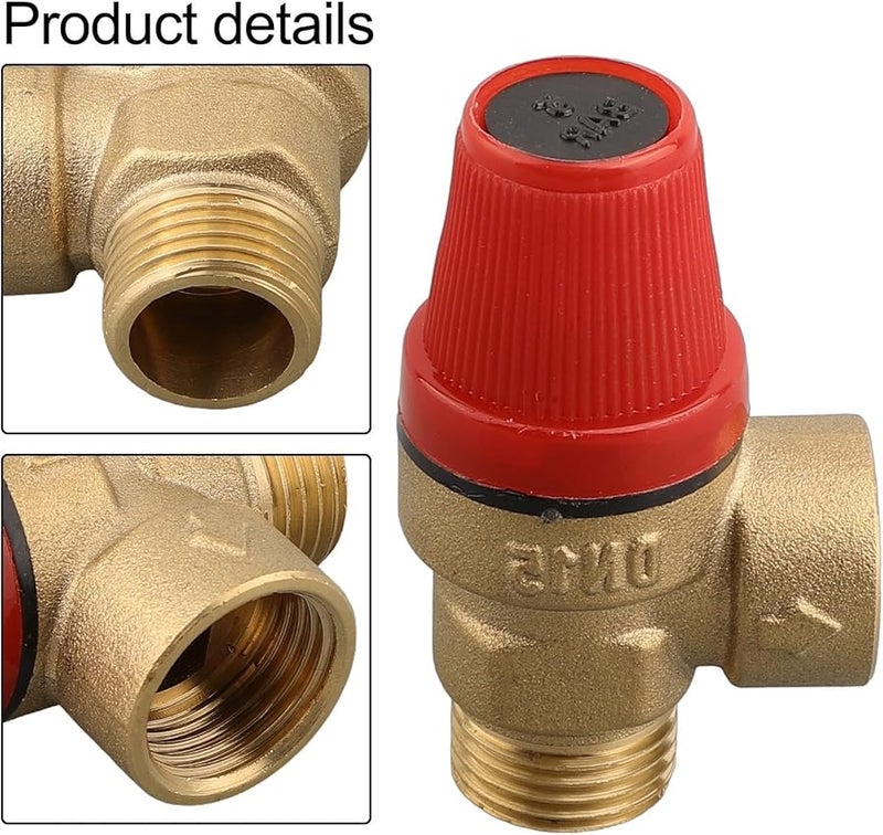 Brass Safety Valve Drain Relief Switch For Solar Water Heater 3 Bar Pressure Range - Image 2