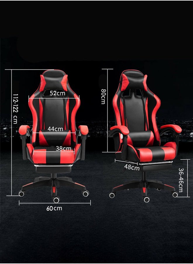 WEMART - Gaming Chair,Office Chair Ergonomic High Back Gaming Chair Tilt and Height Adjustable Computer Chair with Neck Massage Lumbar Support Office Chair, Comfortable Armrest Headrest and Footrest Red - Image 1