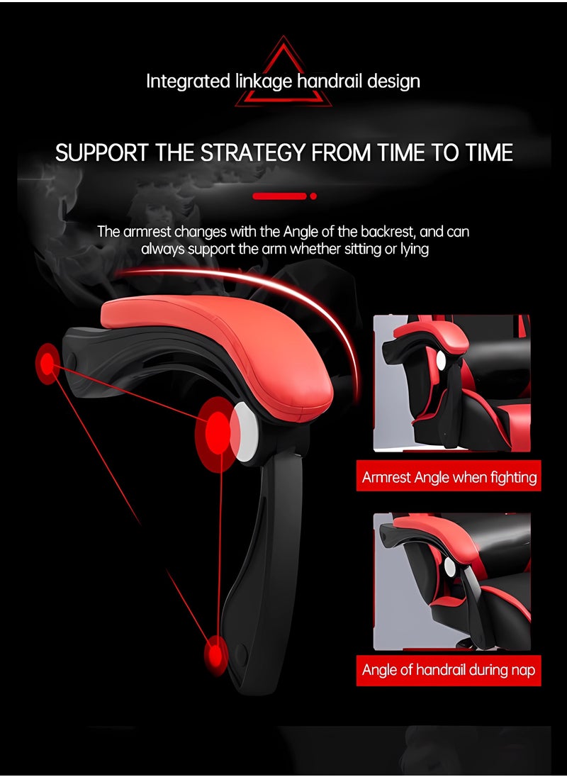 WEMART - Gaming Chair,Office Chair Ergonomic High Back Gaming Chair Tilt and Height Adjustable Computer Chair with Neck Massage Lumbar Support Office Chair, Comfortable Armrest Headrest and Footrest Red - Image 1