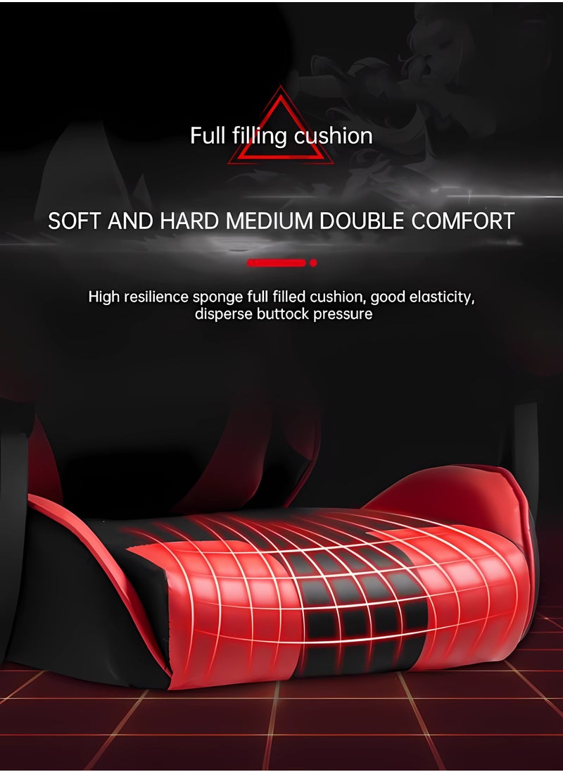 WEMART - Gaming Chair,Office Chair Ergonomic High Back Gaming Chair Tilt and Height Adjustable Computer Chair with Neck Massage Lumbar Support Office Chair, Comfortable Armrest Headrest and Footrest Red - Image 1