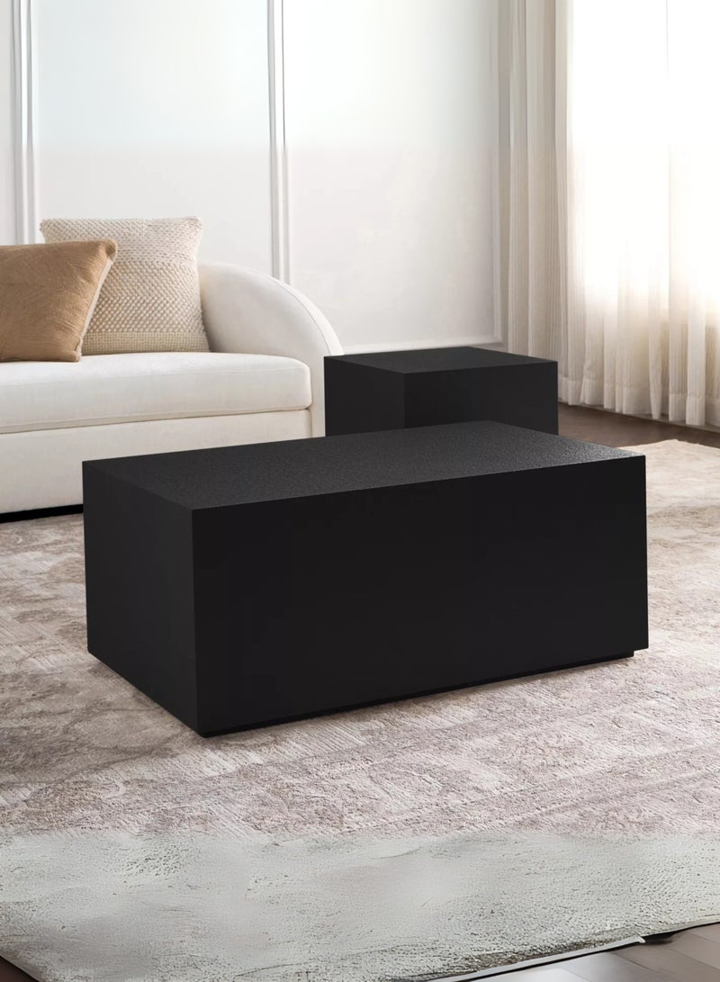 Karnak Mist 2-Piece Black Rectangular Coffee Table Set – Modern Minimalist Block Design Luxury Center Tables for Living Room, Lounge & Office UAE - Image 2
