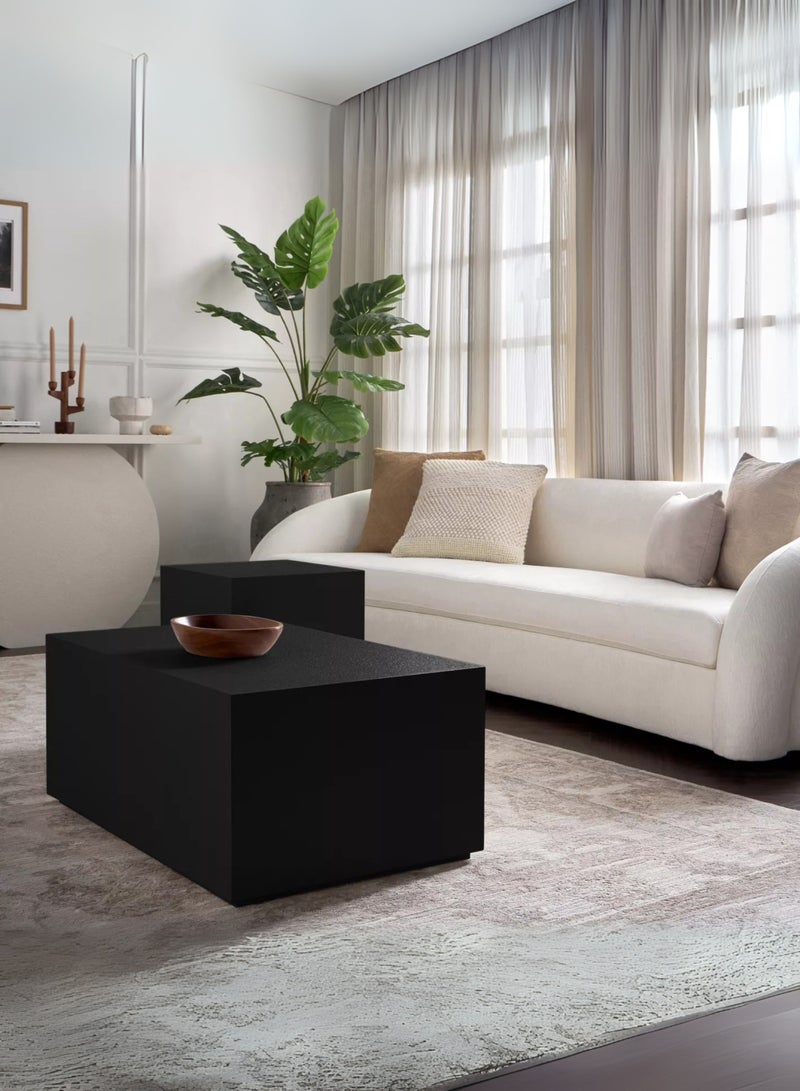 Karnak Mist 2-Piece Black Rectangular Coffee Table Set – Modern Minimalist Block Design Luxury Center Tables for Living Room, Lounge & Office UAE - Image 5